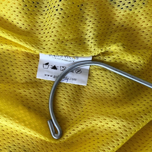 VINTAGE Goldleed Metallic Gold Yellow Mushroom Print Windbreaker Size 42 - Picture 12 of 16